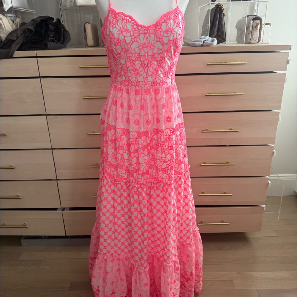 Lilly Pulitzer Vibrant Pink Floral Maxi Dress